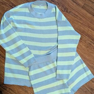 Amazon Women's Striped Sweater - Gray and Green